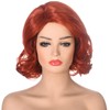 Short Copper Red Wig for Women Auburn Wavy Synthetic Hair