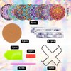 SOEWIOU Diamond Painting Coasters with Holder,8 Pcs Mandala Diamond Art