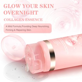 GDBadais Collagen Overnight Wrapping Peel Off Face Mask Overnight Collagen Face Mask -Deep Hydration Care, Reduce Sagging & Dullness-Korean Skin Care for Glowing Skin 2.65 fl.oz, Brush Included(Pink)