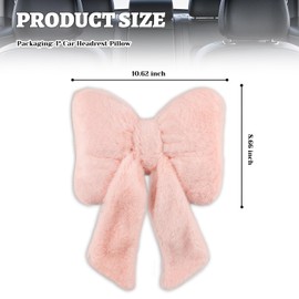 VKQTS Furry Bow Car Headrest Pillow,Soft & Comfortable Car Neck Pillow for Cars Decorations & Fatigue Relief,Universal Head Rest Pillows for Cars Interior Accessories for Trucks,SUVs (Pink)