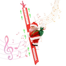 TSLBW Climbing Ladder Santa Claus Christmas Electric Climbing Santa Claus Climbing with Music Hanging Decor Indoor Outdoor for Christmas Party Decoration Home Door Hanging