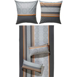Erwin Müller Bed Linen Flannel Grey/Silver/Orange Size 155 x 200 cm (40 x 80 cm)