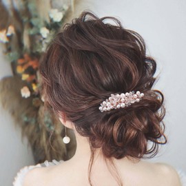 Zeshimb Bridal Hair Clip Barrette Pearl Rhinestone Hair Barrette Clip Shining Crystal Hairclip Headpiece Gold Leaf Rhinestone Hair Clip Headwear Wedding Hair Accessories for Women and Girls