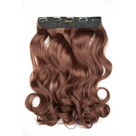 180g BOMBSHELL HAIR EXTENSIONS 24" 5 Clips Curly One Piece Half Head Clip On Hair Extensions Wig(M15 AUBURN BROWN)