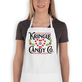Christmas White Kitchen Baking Apron | Kringle Candy Company