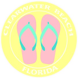 Athena Brands Flip Flops Clearwater Beach Florida - Car Truck Window Bumper Sticker Decal - Fun In The Sun Yellow