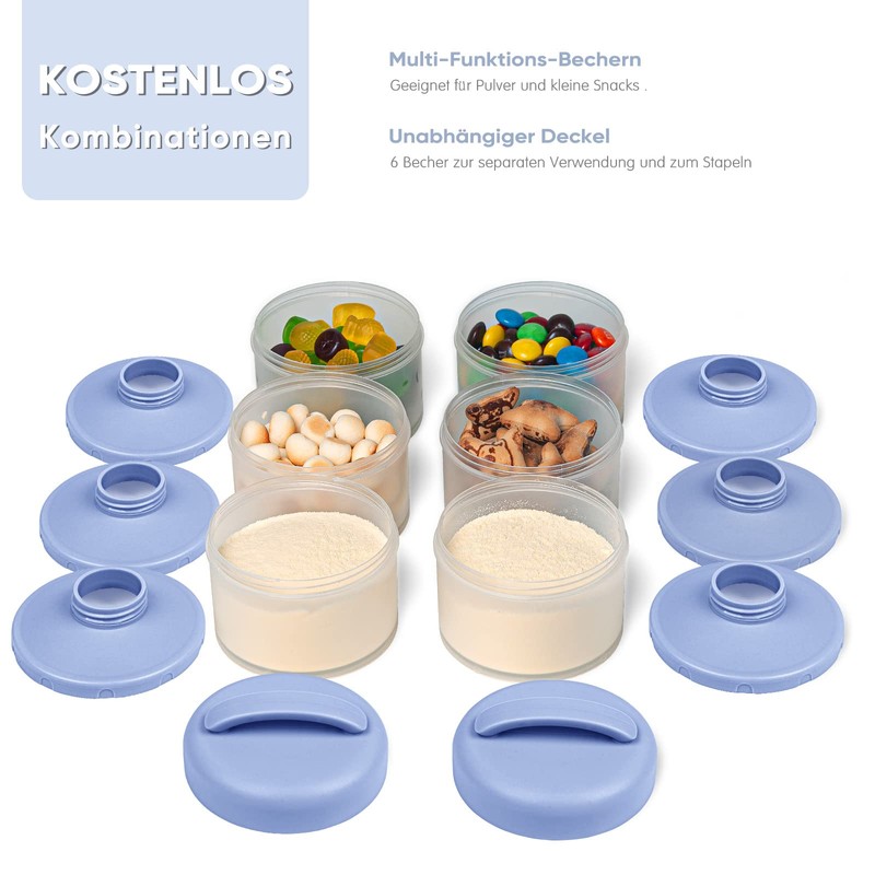 Termichy Milchpulver Portionierer Baby Stapelbar Milchpulver Aufbewahrungsbox 2 Stück (Blau)