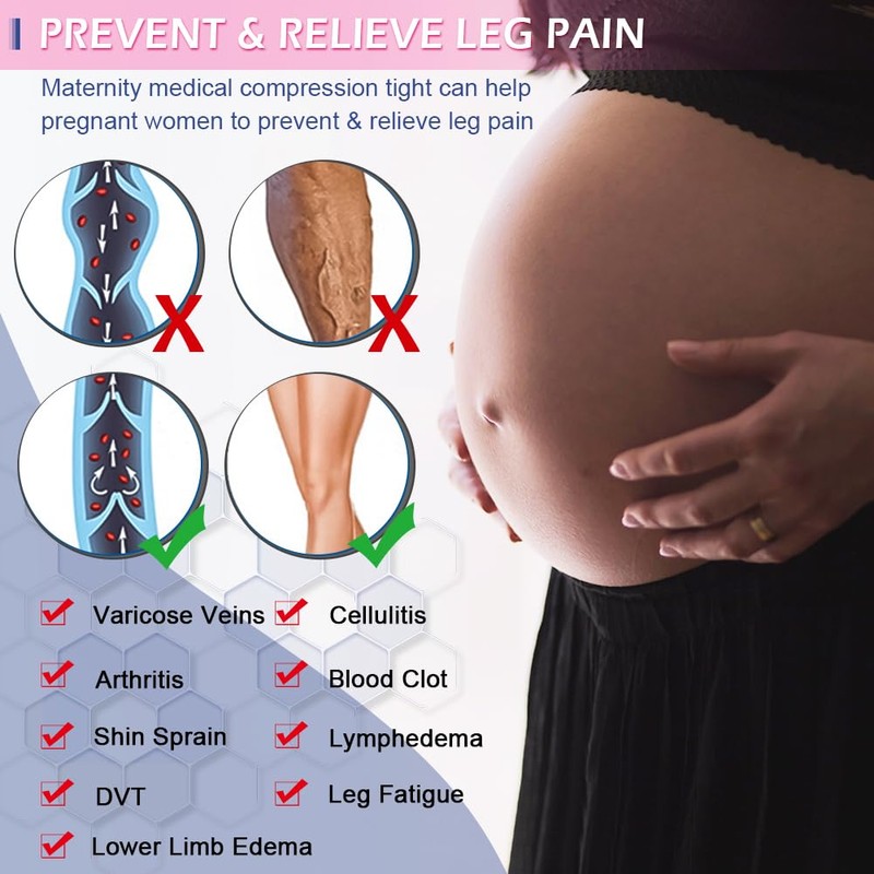 beister Maternity Medical Compression Tights, 20-30mmHg Graduated Support Pregnancy Legging