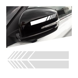 LKAHG 2 PCS Car Side Mirror Stickers, Waterproof Vehicle Rear View Mirror Sports Racing Stripe Decals, Auto Exterior Body Rearview Mirror Reflective Decoration Strips, Universal Fit (White)