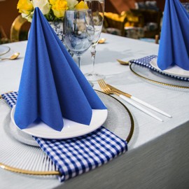 LEKOCH Pack of 50 Disposable Napkins, Dark Blue, Air Laid Fabric-Like Napkins for Weddings, Premium Quality, 40 x 40 cm