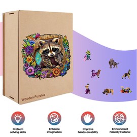 Wooden Puzzle Adults, Unique Wooden Puzzle, Wooden Puzzle, Raccoon L