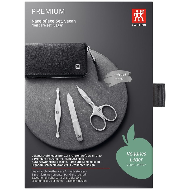 ZWILLING Manicure and Pedicure Set 3-Piece with Nail Clippers, Apple