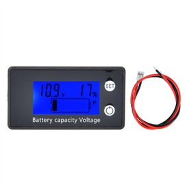 LCD Digital Voltmeter Medium Portable Battery Voltage Equipment Industrial Tool DC 10-100V((10-100V) Blue Alarm Temperature )