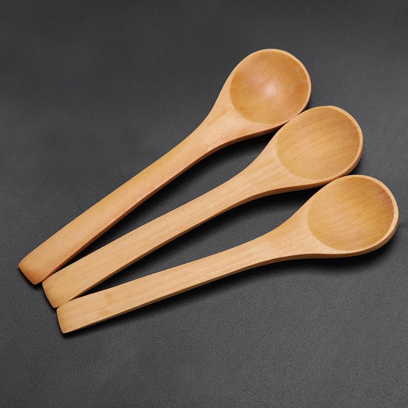 30pcs Mini Natural Wooden Children Spoon Kitchen Condiment Tool