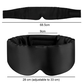 Penbinmall Seiden Schlafmaske, Schlafmaske für Frauen & Männer, 100% Hautfreundlich Seide Augenmaske, Große Nachtmaske mit einstellbarem Klettband zu Hause und Auf Reisen (schwarz)