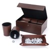 Party Games Leather Dice Cup Set, 6 Black Leather Dice