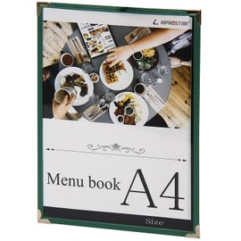PRO-MA4-2 Menu Book, 2 Pages (2 Sides), A4 Size (Green), Presentation Book, Supplies, Menu Chart, File