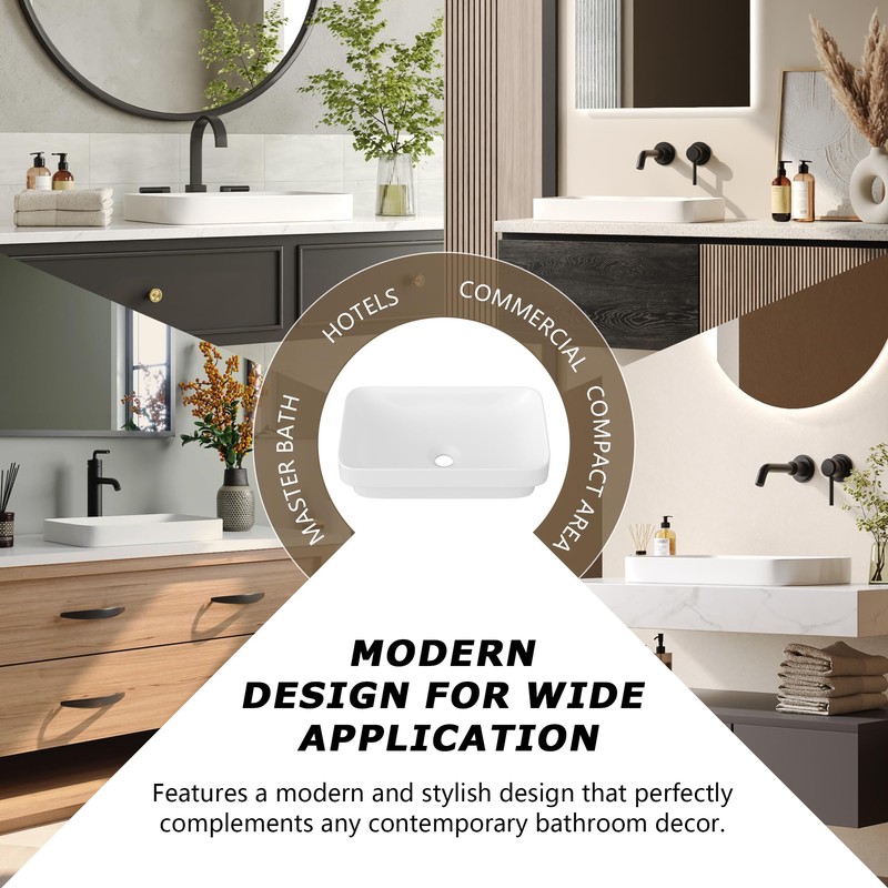 DeerValley Bathroom Vessel Sink, 19.29'' x 11.81'' x 4.72'' Semi