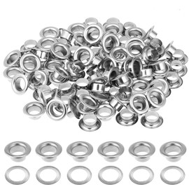 100Sets Metal Silver Eyelets 1/4 Inch Grommets Eyelets with Washers Silver 1/4 Grommet Kit for Canvas, Shoes, Clothing, Bead Cores, Fabric, Leather and Bag