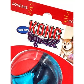 KONG Squeezz Action Ball MEDIUM Red 3 Pack Squeaky Dog Fetch Toy