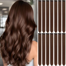 LADYAMZ Colored Hair Extensions 14 PCS, 20 In Dream Rainbow Clip in Hair Extensions Party Highlights, Colorful Long Straight Synthetic Hairpieces for Girls Women Kids Gift(Light Brown)