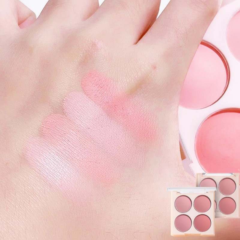 Blushers for Cheeks Make Up, 4-In-1 Pink Blush Palette, Matte