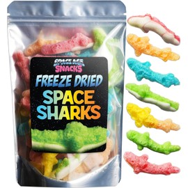 Freeze Dried Gummy Sharks - Premium Freeze Dried Candy Shipped in a Box for Extra Protection - Space Age Snacks Space Sharks Freeze Dry Candy for All Ages (3 Ounce)