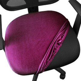 Yikko Velvet Seat Cushion Covers for 15-19 Inch Office Computer Chairs with Strap Washable Slipcover Protector Decoration for Home Dining Room Bar Wedding Party (4, Charm Purple)