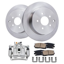 Detroit Axle - Rear Brake Kit for 2010-2017 Chevy Equinox GMC Terrain Disc Brake Rotors Left Brake Caliper Ceramic Brakes Pads 2011 2012 2013 2014 2015 2016 Replacement : 11.93" inch Rotor