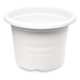 Garronda GD-0022 Round Plastic Flower Pot for Flowers and Other Plants, Flower Pots, Plastic (White, Diameter 15 cm, Height 10.5 cm)