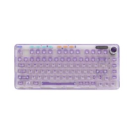 Odpaltoy F81 75% Transparent Mechanical Keyboard forBT5.0/2.4G/USB-C,Hot Swappable Mechanical Keyboard with Transparent Keycaps,RGB Gaming Keyboard for Win/Mac,Gasket, 4000mAh (Purple)