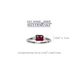 Silvershake Simulated Octagon Red Ruby July Birthstone 925 Sterling Silver East-West Solitaire Gemstone Promise Ring Size 11
