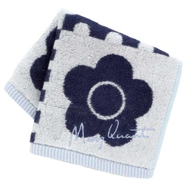 Marie Quant 001124-0002-03 Towel Handkerchief, Cool Touch Feeling, Dot & Border (Navy) Women's, Women's, Hand Towel, Approx. 9.8 inches (25 cm), multicolor
