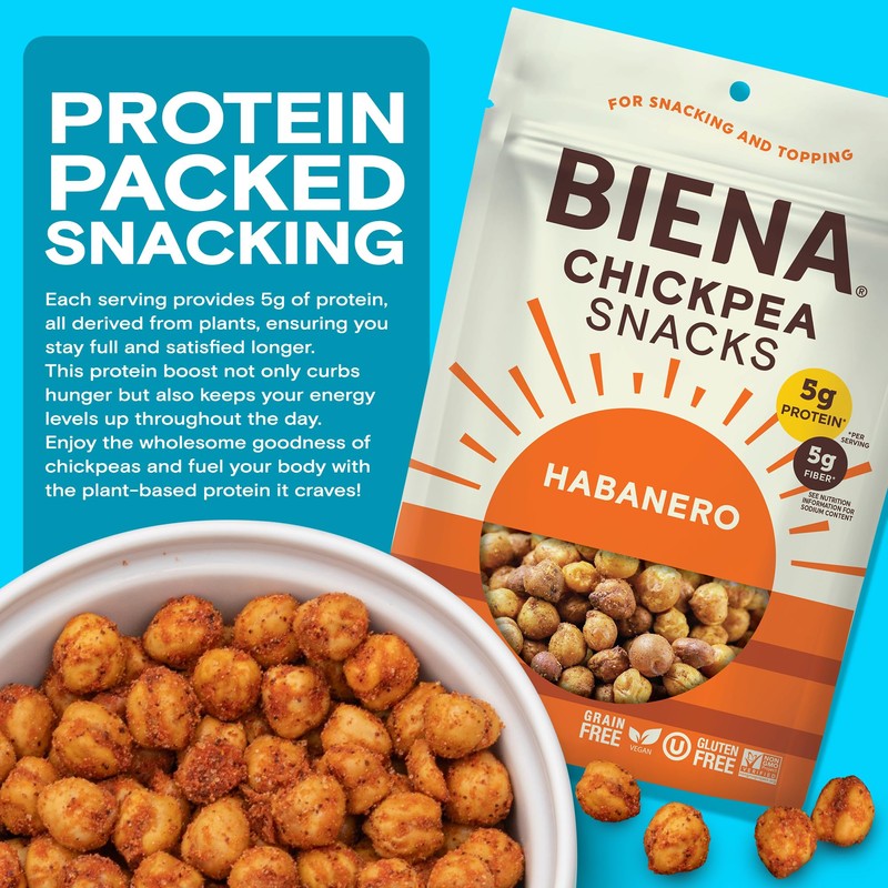BIENA Chickpea Snacks - Crunchy Roasted Chickpeas - High Fiber