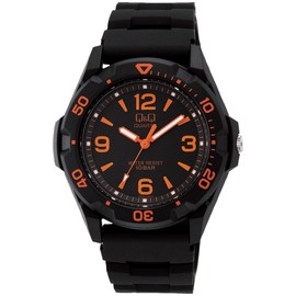 Citizen Q&Q VR44-003 Men's Analog Wristwatch, Waterproof, Urethane Strap, Orange