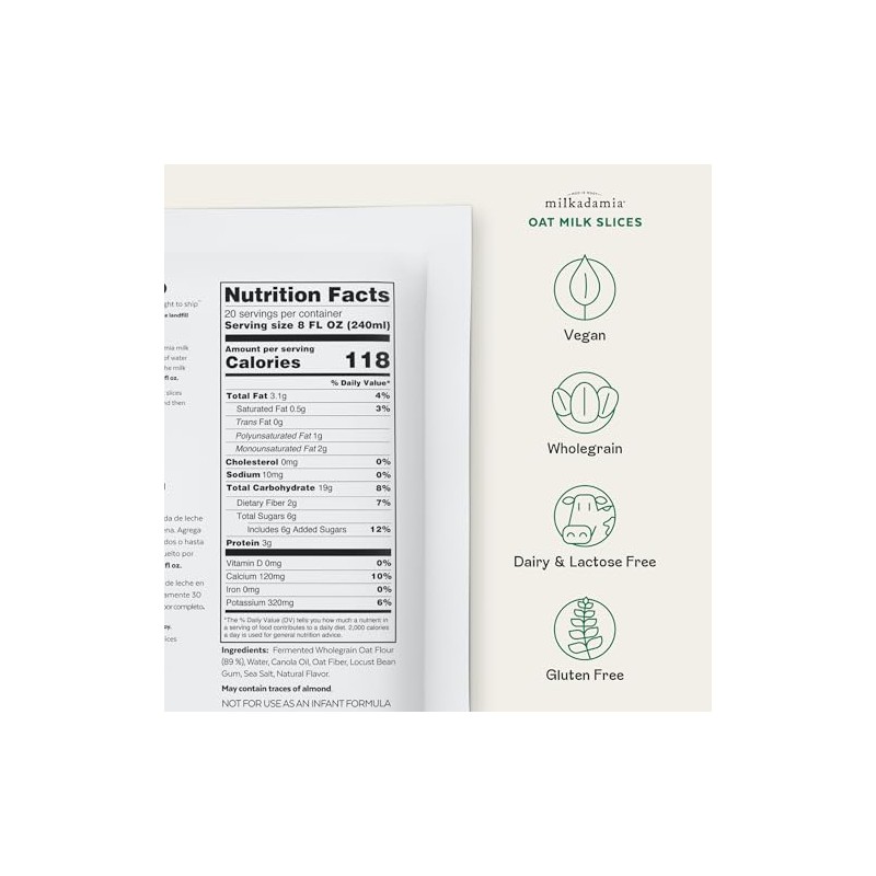 milkadamia Oat Milk Slices, 20 Slices (Makes 8 Fl Oz