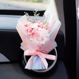 Rosa Mini getrocknete Blumen Blumenstrauß für Auto Lüftungsschlitz-Clips Auto Luftauslass Parfüm Dekoration FlowerVent Clips Lufterfrischer Innenzubehör Automotive
