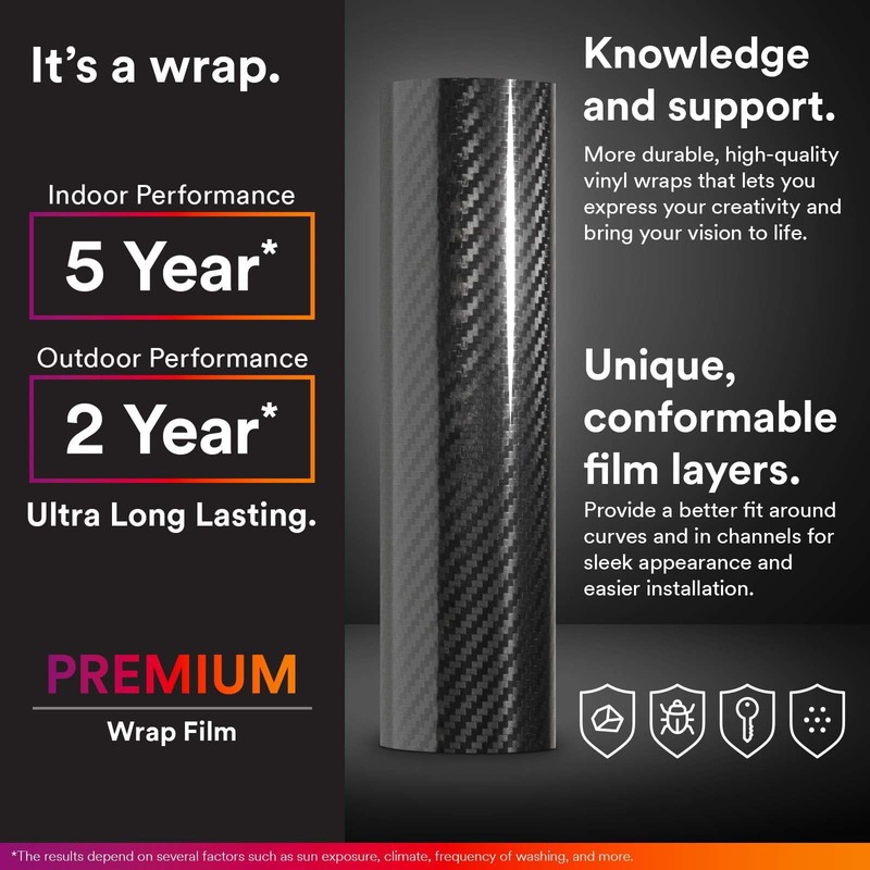 60"x108" (5FTx9FT) Black 5D Carbon Fiber Textured High Gloss Vinyl