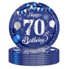 16Pcs Navy Blue 70th Birthday Paper Plates 7inch for Party