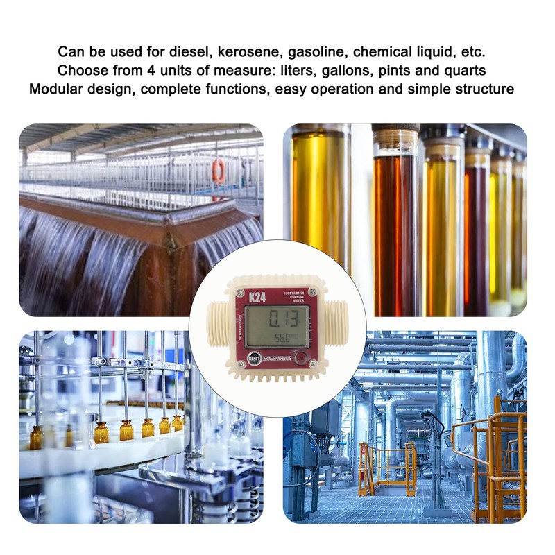 Digital Turbine Flow Meter 20BAR High Accuracy LCD Display G1