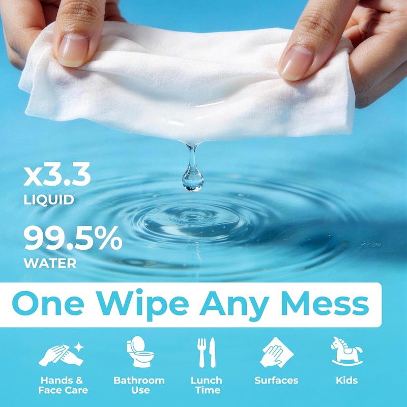 Impossibly Compact Travel Flushable Wipes - 99.5% Water and Aloe