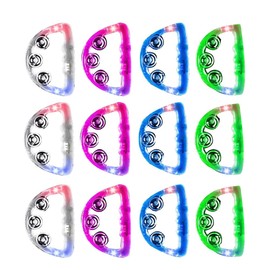 Kopinma 12 Pcs LED Tambourine Half Moon Hand Tambourine, Flashing Tambourine Glow Musical Tambourines, Jingles Bell Light, Handheld Tambourines for Adults Cheering Rhythm Wedding