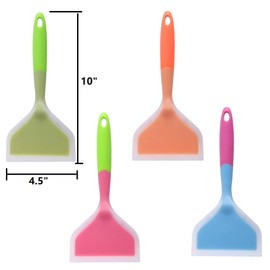 Goeielewe Omelette Spatula 10-Inch Silicone Pancakes Shovel Durable Heat-resistant Wide Spatula Turner Nonstick Fried Shovel for Eggs Crepes Brownies Fish Pancake Pizza (Green)