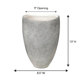 Lunar Glazed Ceramic Vase - Rustic Vintage Flower Pottery Vase for Home Decor, Countertop, Shelf, Centerpiece, and Table Decoration - 8.5'' W x 13'' H, Light Grey