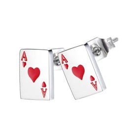 CALLARON 1 Pair of Poker Earrings Women's Earrings Spade Earrings Heart Decoration Spade Earrings for Women Poker Aces Jewellery Stud Earrings Jewellery Steel Fashion Ear Drops Miss, Titanium steel,