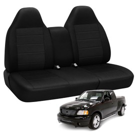 Kistrba Truck Seat Cover Compatible with 1997-2000 Ford F-150 Seat Covers Front 40/60 Split Bench with Opening Center Console, Not with Airbags Next to The Headrest, Black