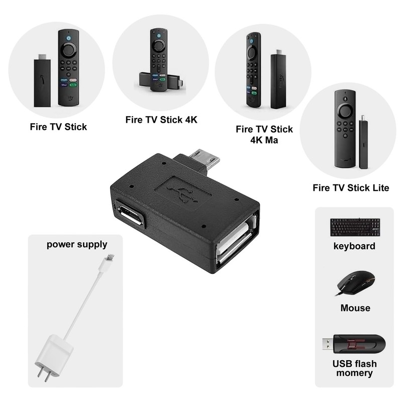2 Pack OTG Cable Adapter for Fire TV Stick 4K