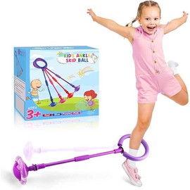 Ankle Skip Ball for Kids - New Upgrades Foldable Flash Wheel Skip It Ball, Outdoor Game Toys for Kids & Adults - Color: Blue