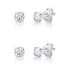 Set of 2 Silver Stud Earrings with Cubic Zirconia -