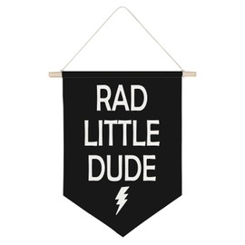 QODUNG Rad Little Dude Canvas Banner,Neutral Cool Canvas Hanging Pennant Wall Flag Decor for Teen room Playroom Kids room